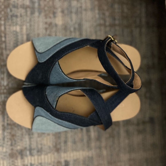 Coach wooden and denim clog wedge sandals size 6 - Picture 3 of 12